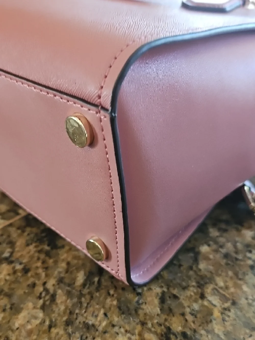 Michael Kors Marilyn Rose Pink Saffiano Leather Satchel with Gold Hardware - Picture 9 of 13